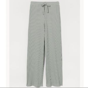 H&M light green ribbed wide leg lounge pants